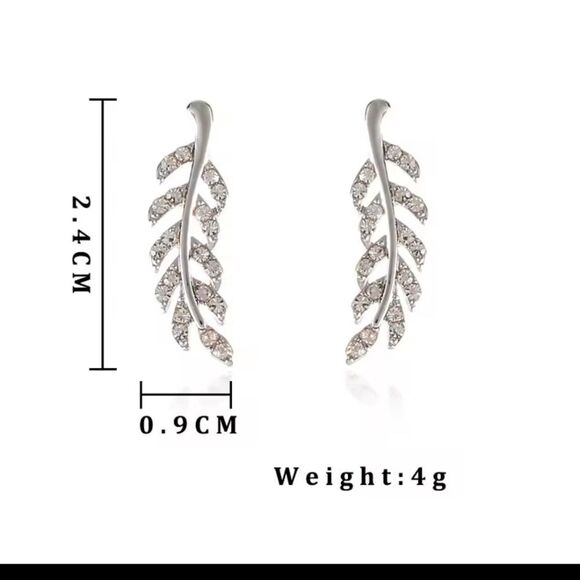 Women's Rhinestone Earrings Leaf Wheat New f13 - Picture 2 of 3